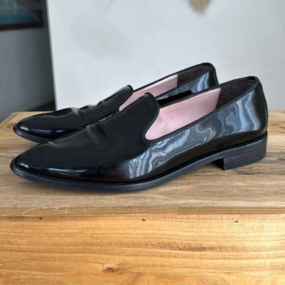 Everlane The E2 Smoking Black Patent Leather Classic Preppy Evening Loafer - Picture 1 of 15